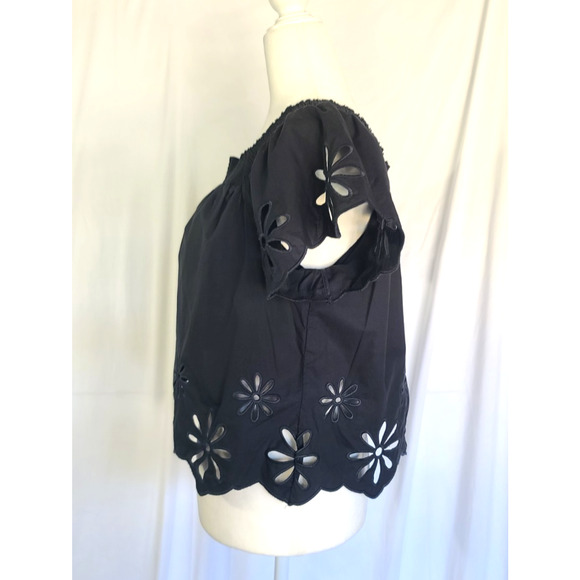 Rails Womens Designer Black Eyelet Sonora Top XS - Picture 6 of 8